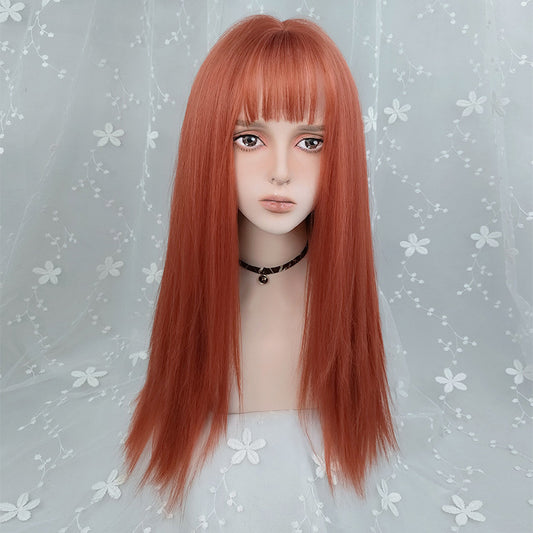 Dirty orange bangs long straight wig WS2277