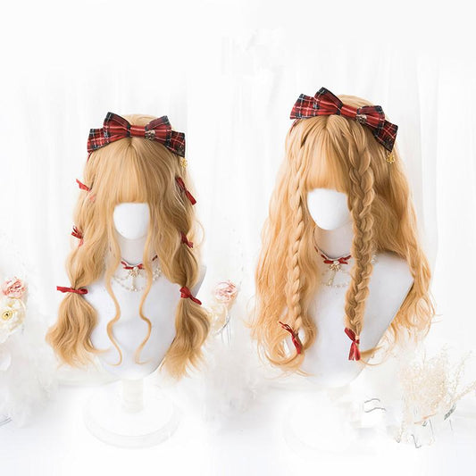 Double ponytail long curly hair female lolita wig WS2047