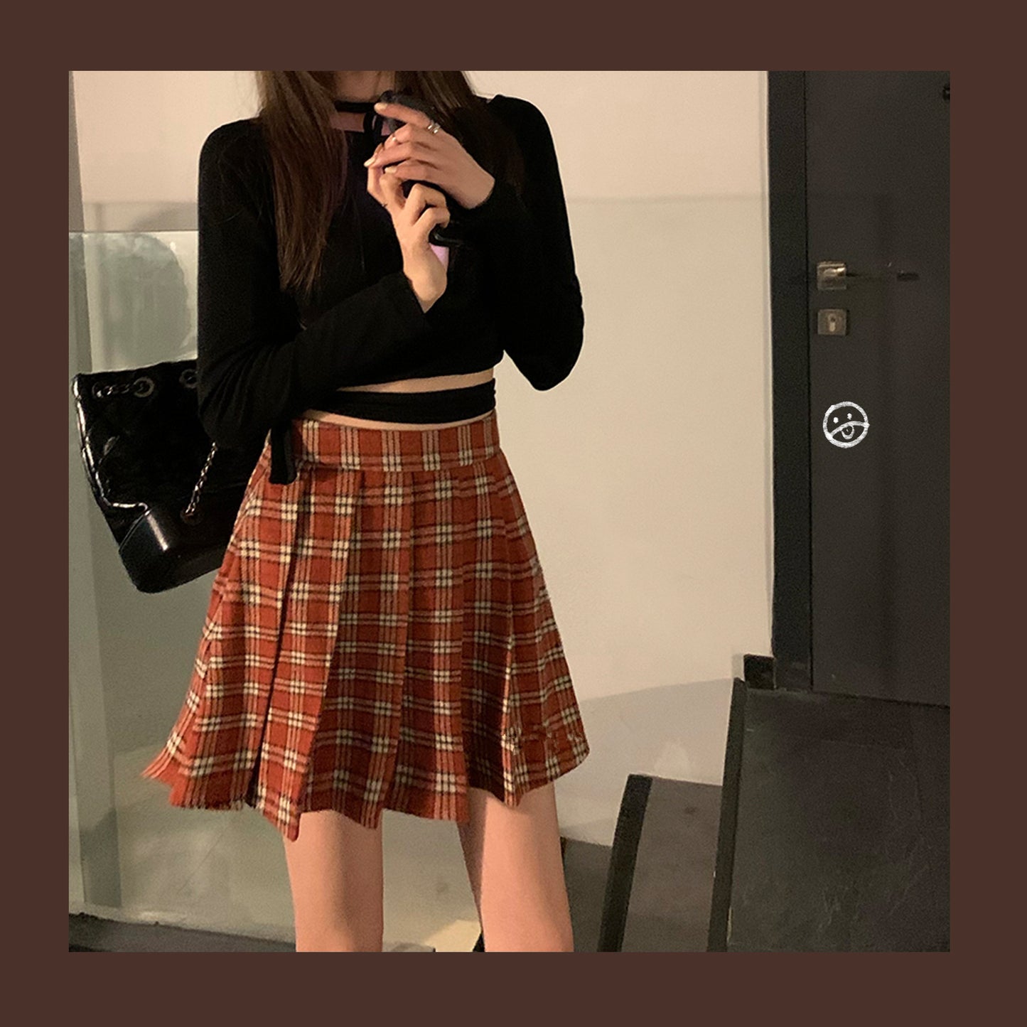 Retro college fashion plaid pleated skirt SS2362