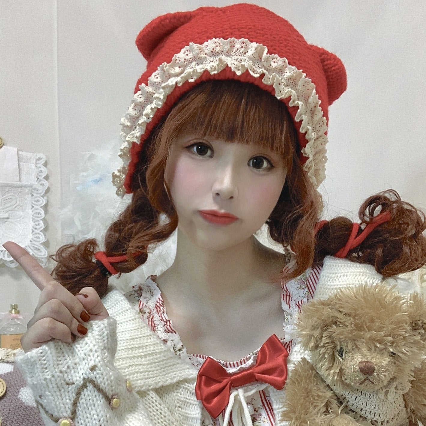 Cute cat ear knitted woolen hat   WS3052