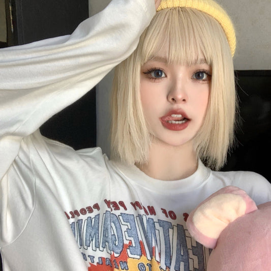 lolita white blonde short wig WS2278