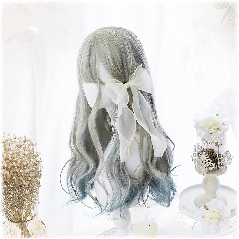 Lolita Brown Blue Wavy Wigs WS1090