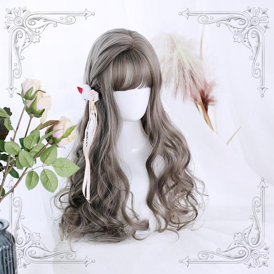 Lolita Milky Gray Long Wavy Curly Wig WS1056