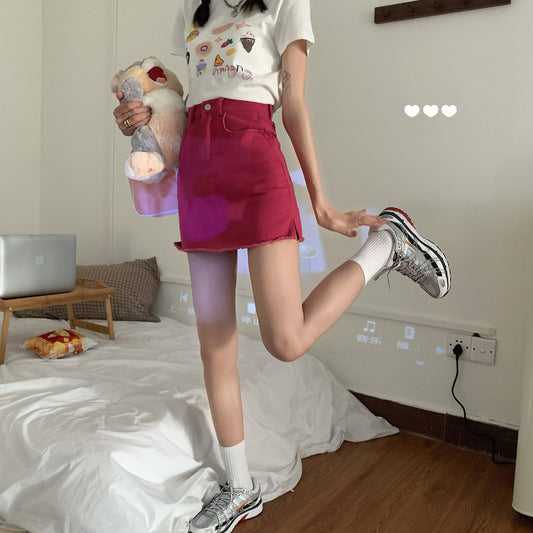 Strawberry Burger T-shirt and Rose Red Skirt SS2446