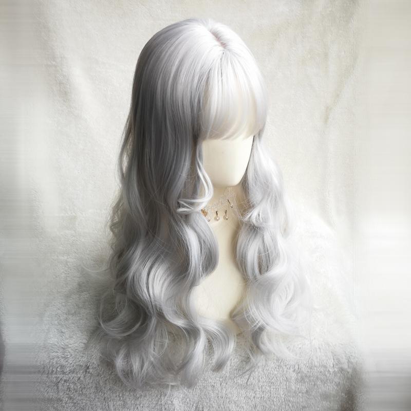 Big wave natural silver white wig WS1134