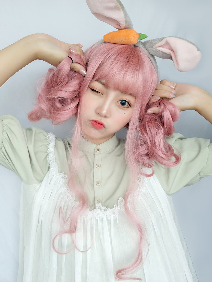 lolita pink big wave wig WS2181