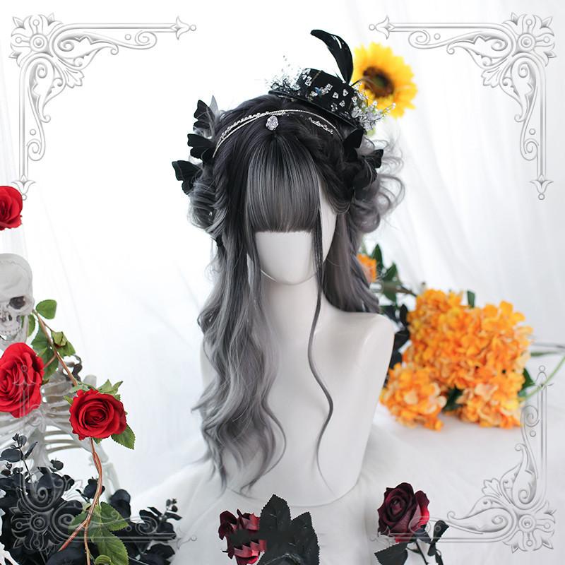 Lolita Black gray Straight Wig WS1079