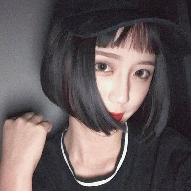 Cute short hair black lolita wig WS1190