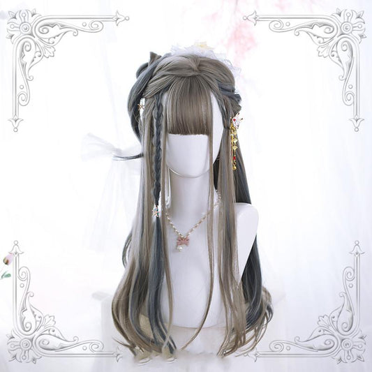 Lolita Brown Blue Long Wig  WS1059