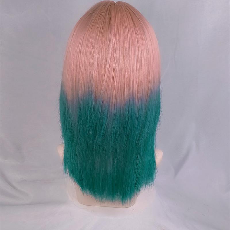 Lolita rose pink gradient green wig WS1225