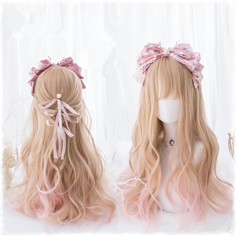 Lolita Orange Pink Curly Wigs WS1092