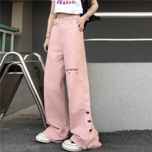 Pink cute love jeans SS2518