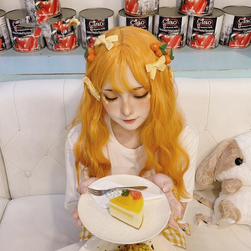 Harajuku Orange Lolita Long Curly Wig WS2161