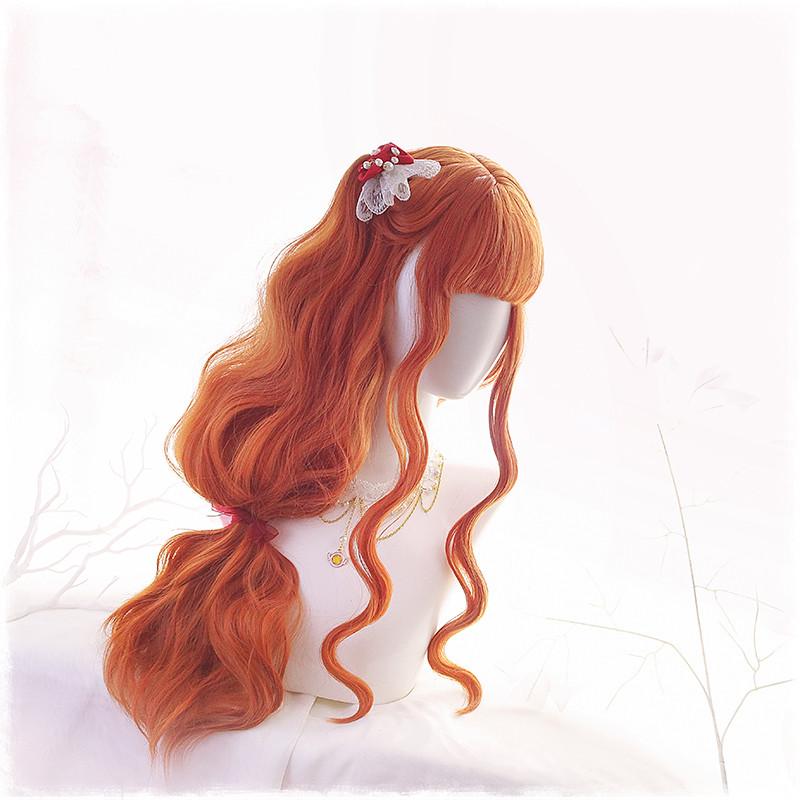 lolita double ponytail orange long curly wig WS2006