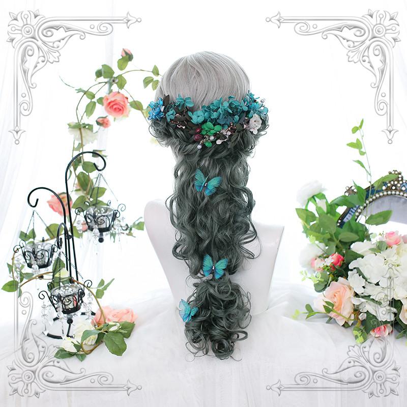 Lolita Grey-Green Curly Hair  Wig WS1005