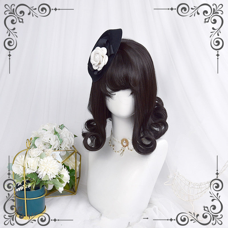 lolita retro natural black eversion short wig WS2275