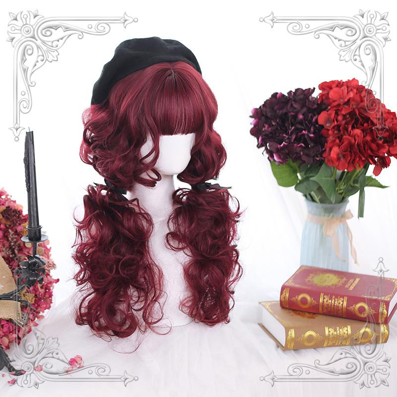 Lolita mid-length curly red wig  WS1272