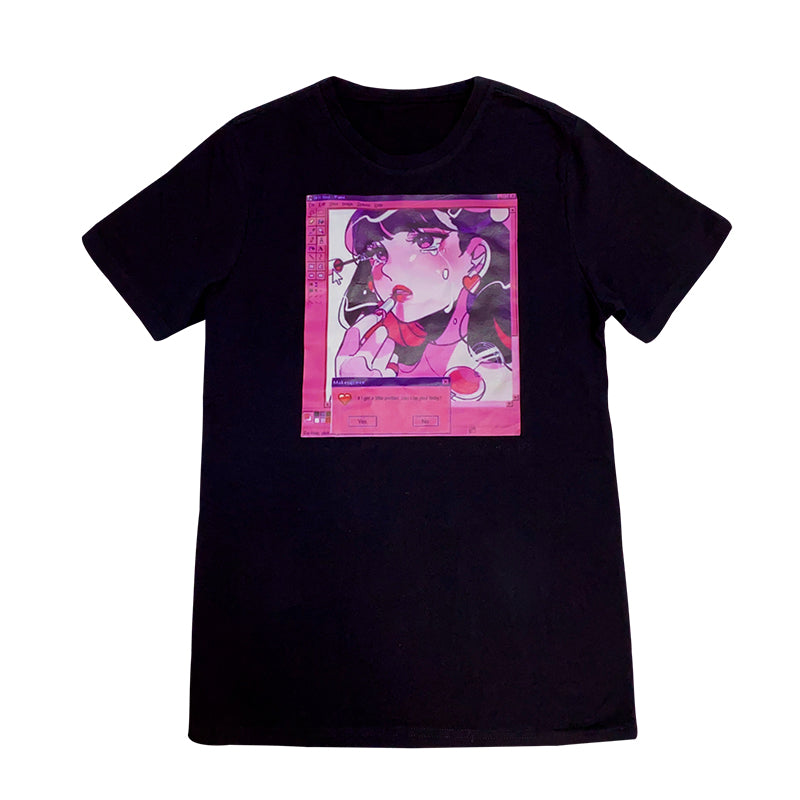 Comic black round neck T-shirt SS2035