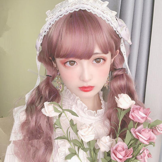 Pink long curly hair natural lolita wig WS2132