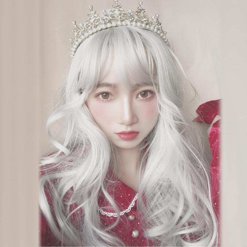 Big wave natural silver white wig WS1134