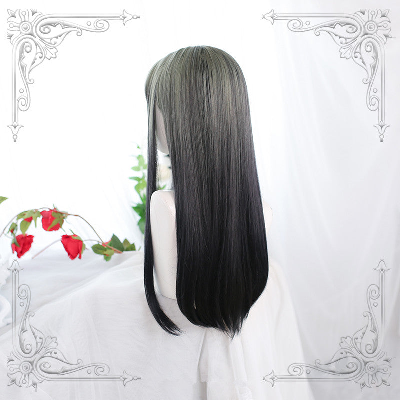 Natural gradient gray green wig WS2372