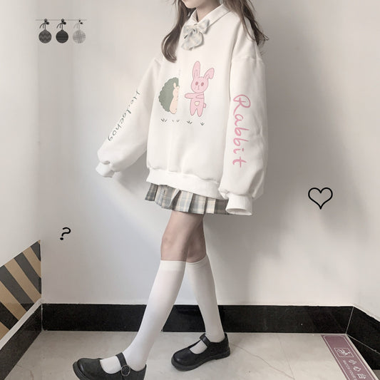 Cute sweater: the little rabbit hugging a hedgehog SS2304