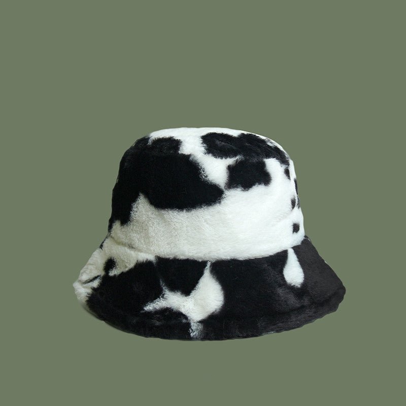 Cute cow pattern lamb wool hat SS2434