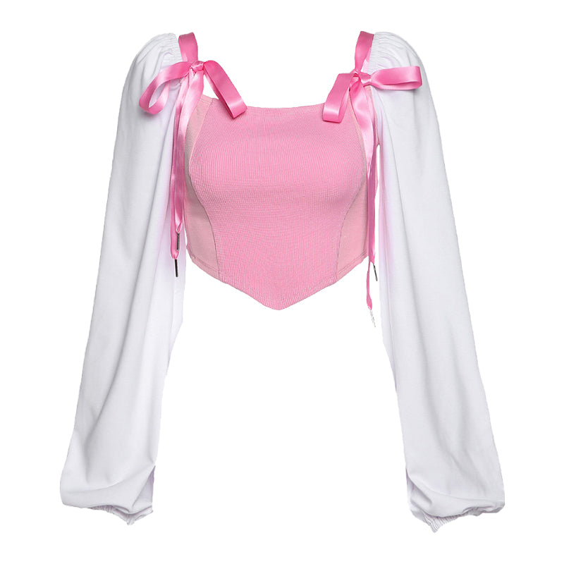 Sweet pink bow long sleeve top SS2250