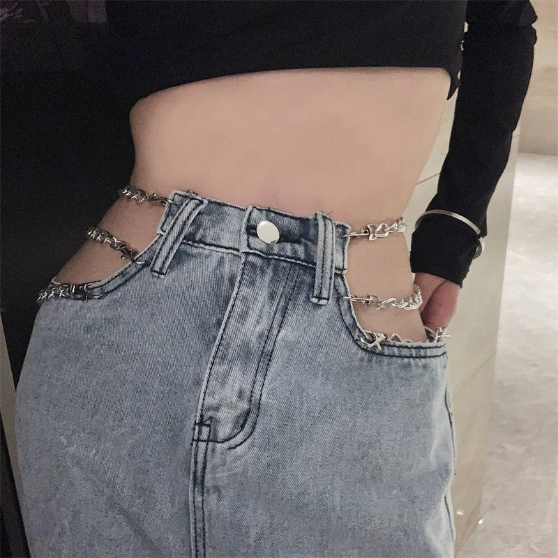 Chain high-rise jeans SS2498