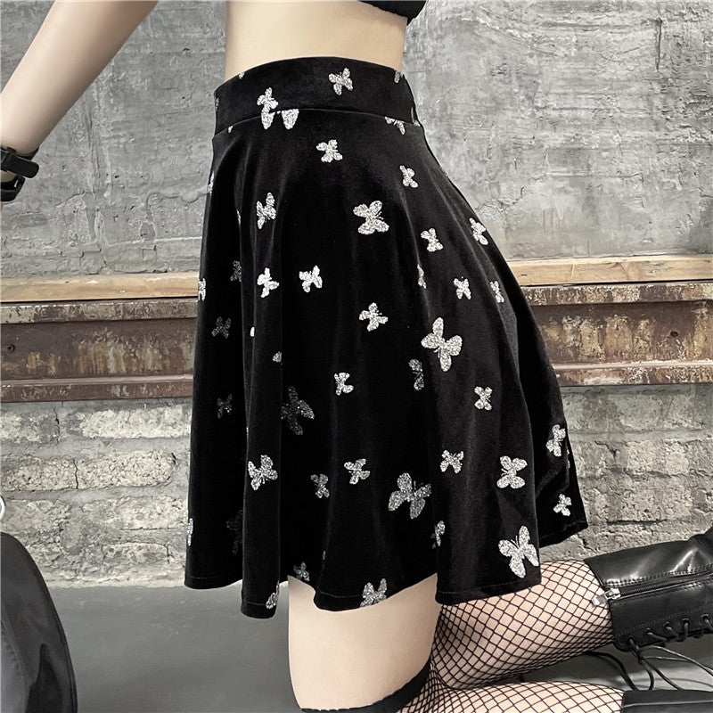 Dark girl butterfly print skirt SS2673