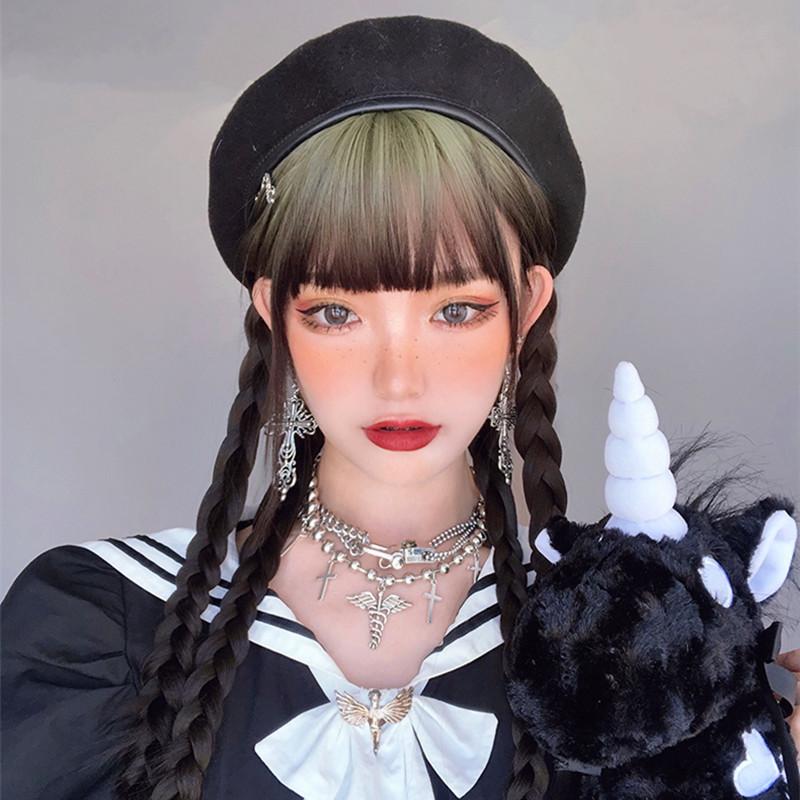 Natural gradient gray green wig WS2372