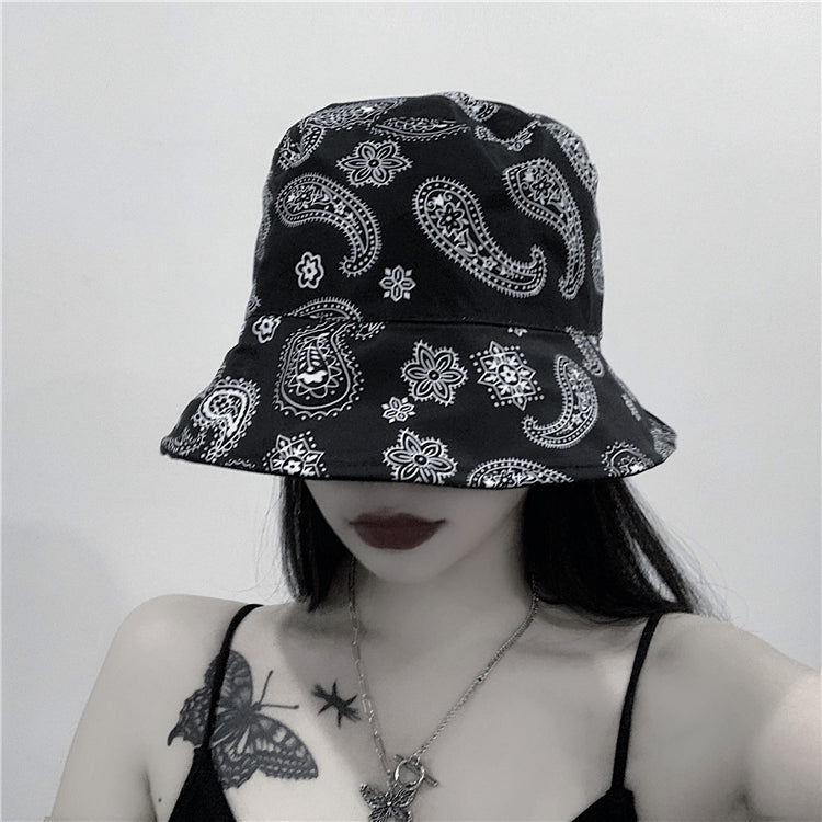 Black Cashew Flower Double-sided Fisherman Hat SS2335