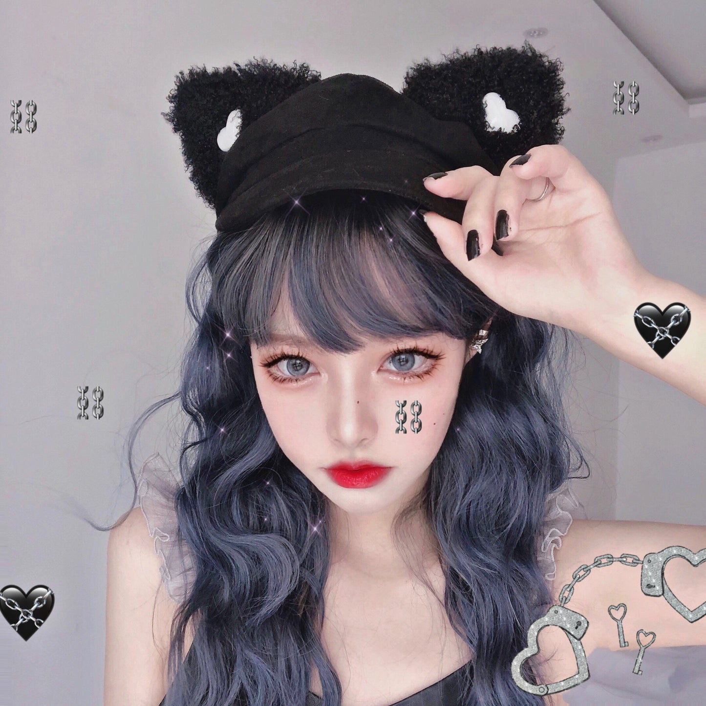 Teddy black cat cap      WS3028