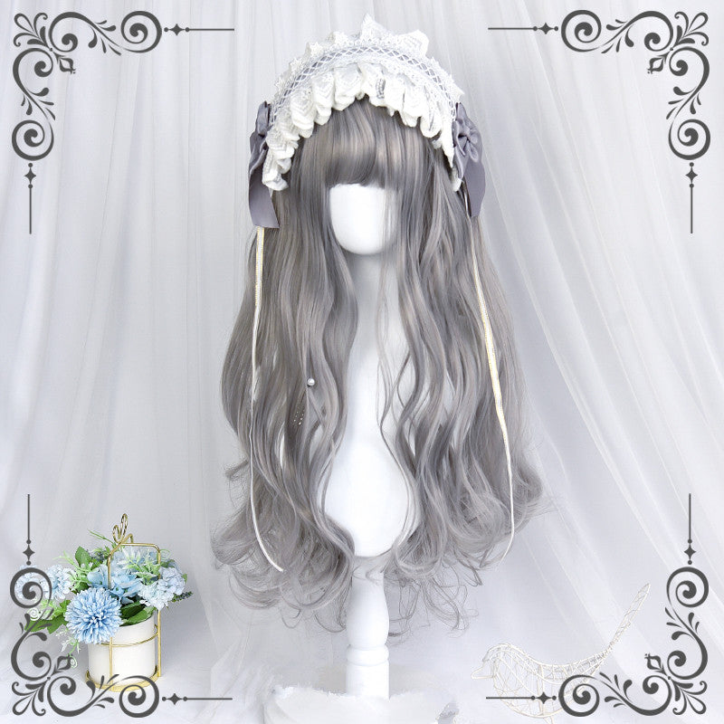 Lolita light gray long curly wig WS2245