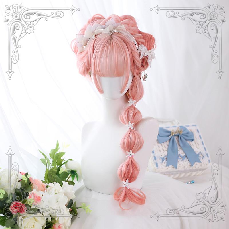 Lolita Orange Pink Long Curly Wig WS1073