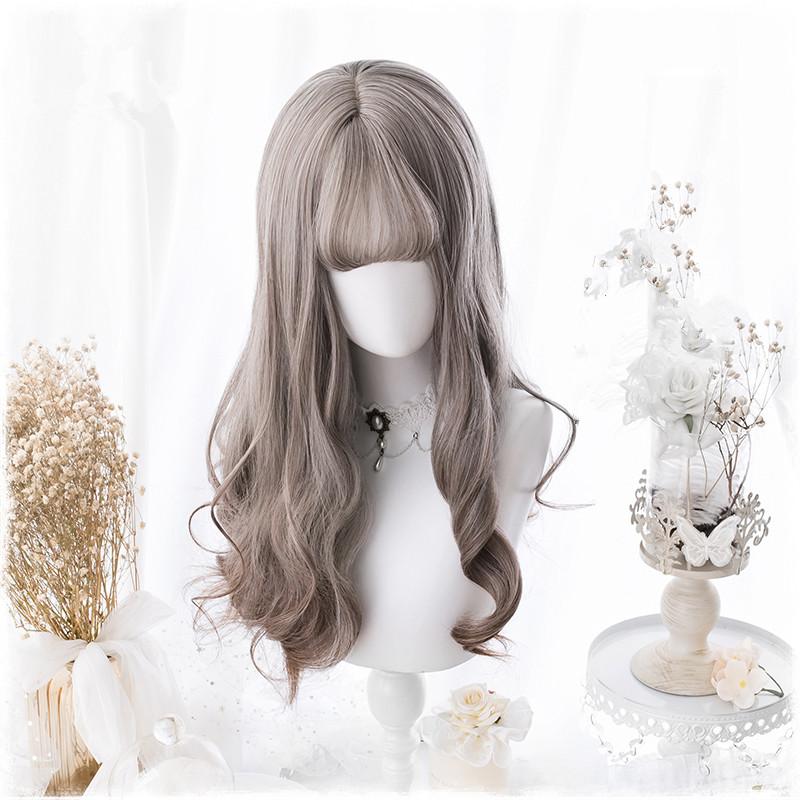 Harajuku soft girl gradient long curly hair Lolita wig WS2014