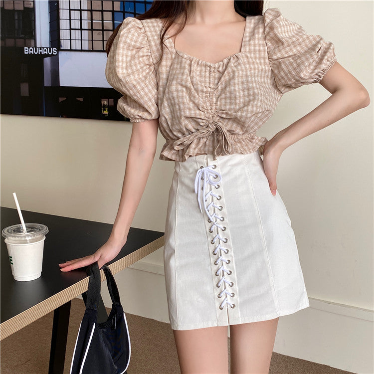 Sweet temperament lace-up skirt SS2523