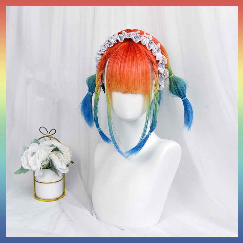 Multicolor gradient rainbow short wig WS2244