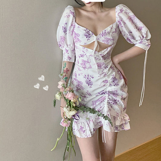 Lavender purple floral dress SS2397