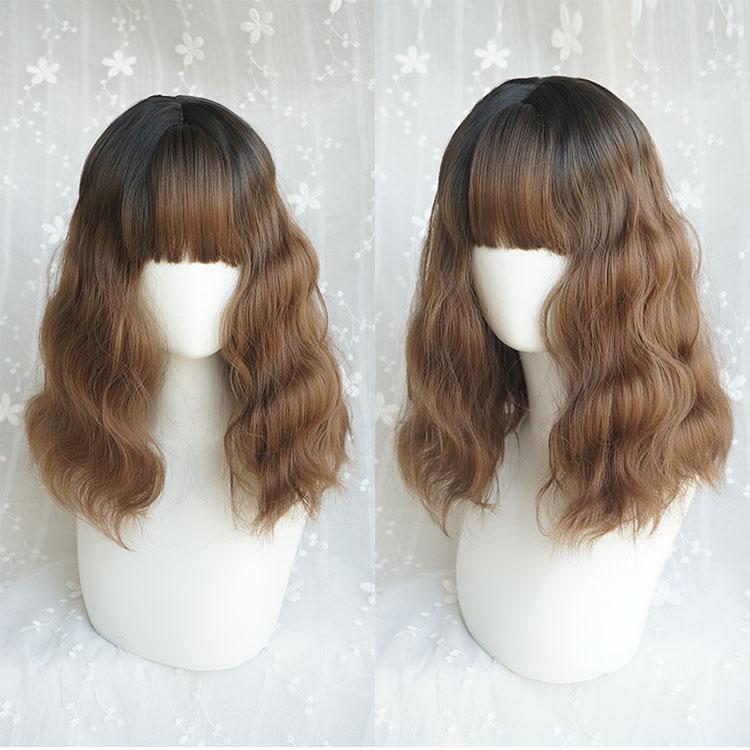 Cool short hair black gold spray bobo wig WS1166