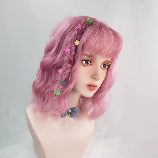 Harajuku short hair cute pink purple wig WS1204