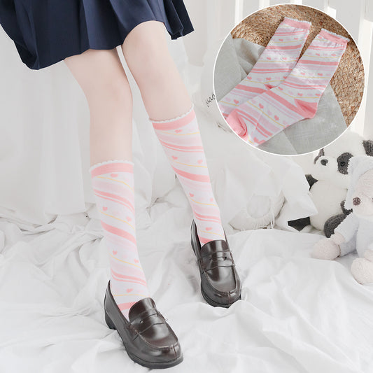 Pink Twill Love Heart Socks SS2340