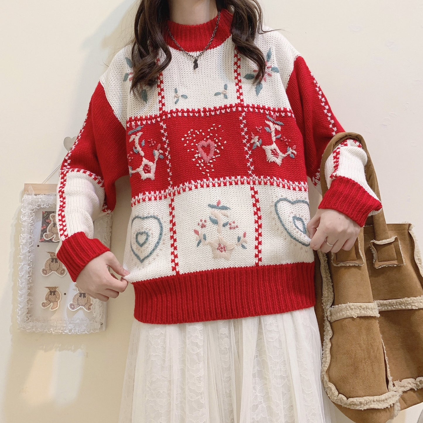 Japanese sweet embroidered sweater  SS2715