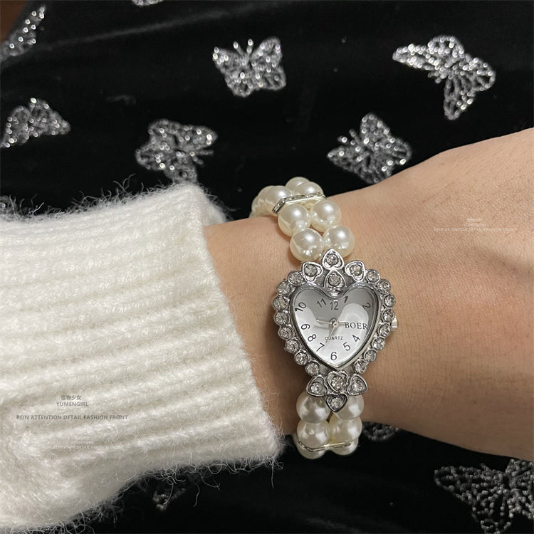 Vintage Cross Pearl Love Bracelet Watch SS2676