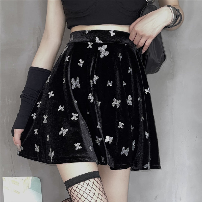 Dark girl butterfly print skirt SS2673