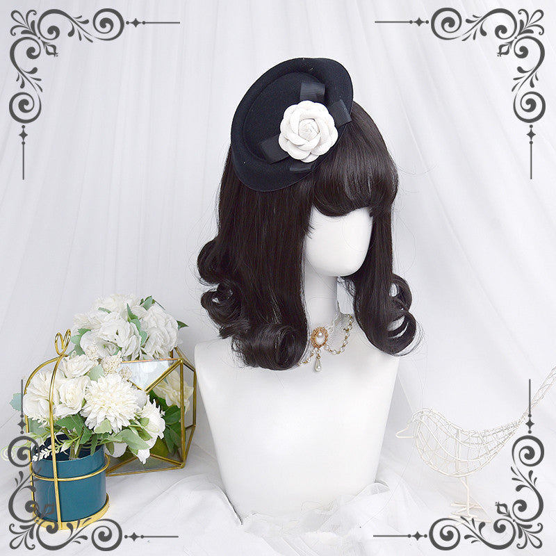 lolita retro natural black eversion short wig WS2275