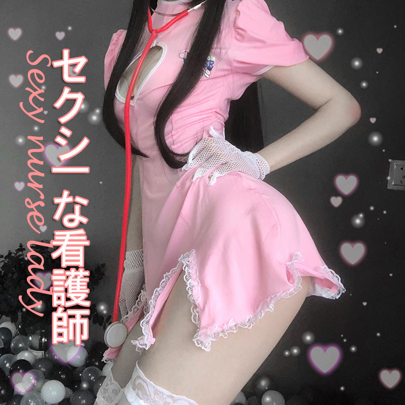 Pink nurse cos uniform SS2589