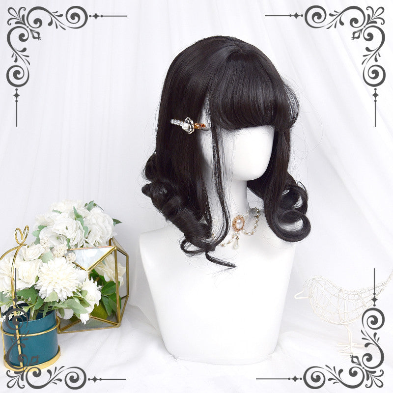 lolita retro natural black eversion short wig WS2275