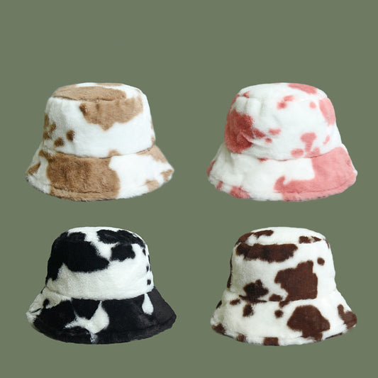 Cute cow pattern lamb wool hat SS2434