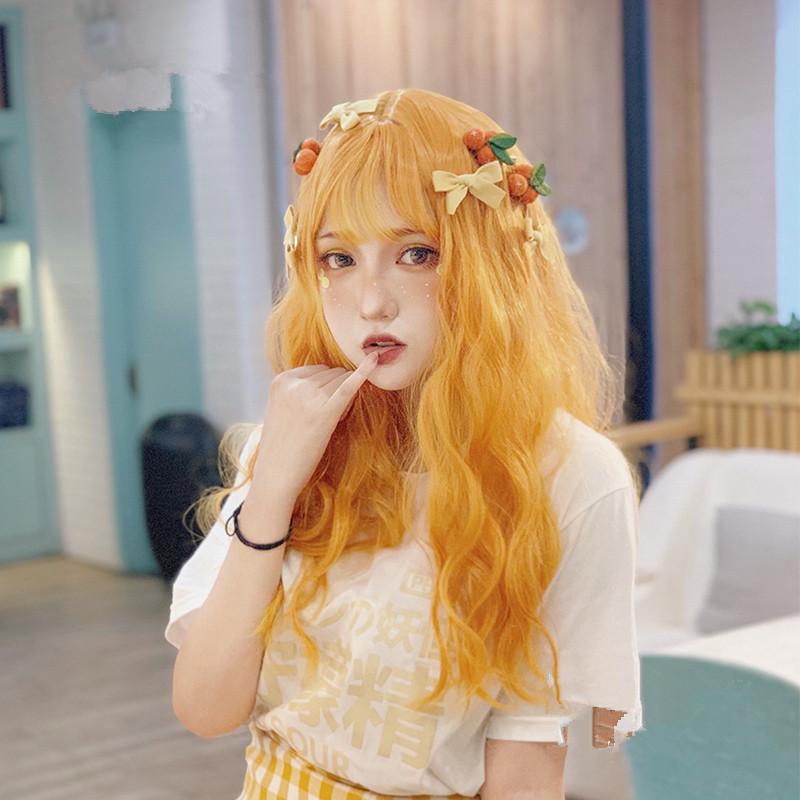 Harajuku Orange Lolita Long Curly Wig WS2161